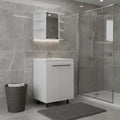 24" White Wood Freestanding Bathroom Vanity With Sink And Medicine Cabinet With Mirror
