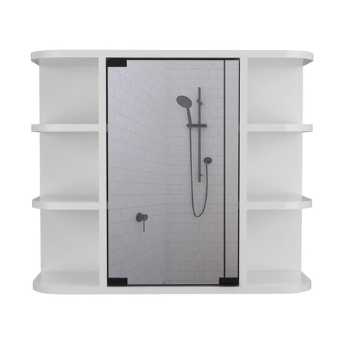 24" White Wood Freestanding Bathroom Vanity With Sink And Medicine Cabinet With Mirror