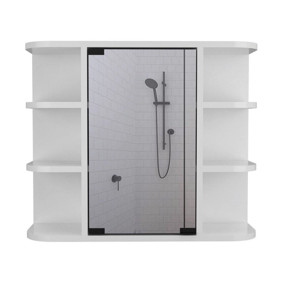 24" White Wood Freestanding Bathroom Vanity With Sink And Medicine Cabinet With Mirror. Bathroom vanity isolated on a plain white background, in a white wood finish.