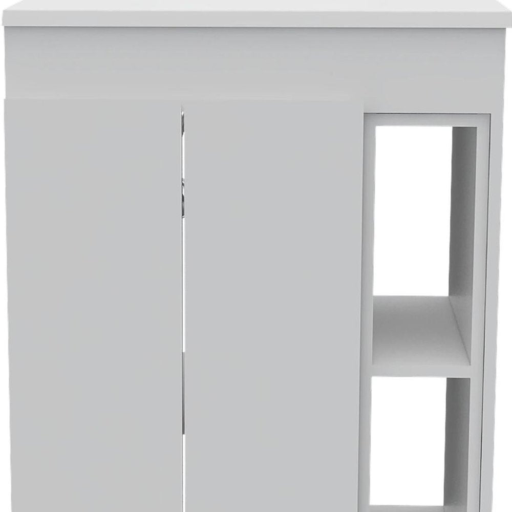24" White Wood Freestanding Bathroom Vanity With Sink And Medicine Cabinet With Mirror