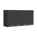 47" Black and White Wall mounted Accent Cabinet With Five Shelves. Kitchen & utility sink isolated on a plain white background, in a black finish.