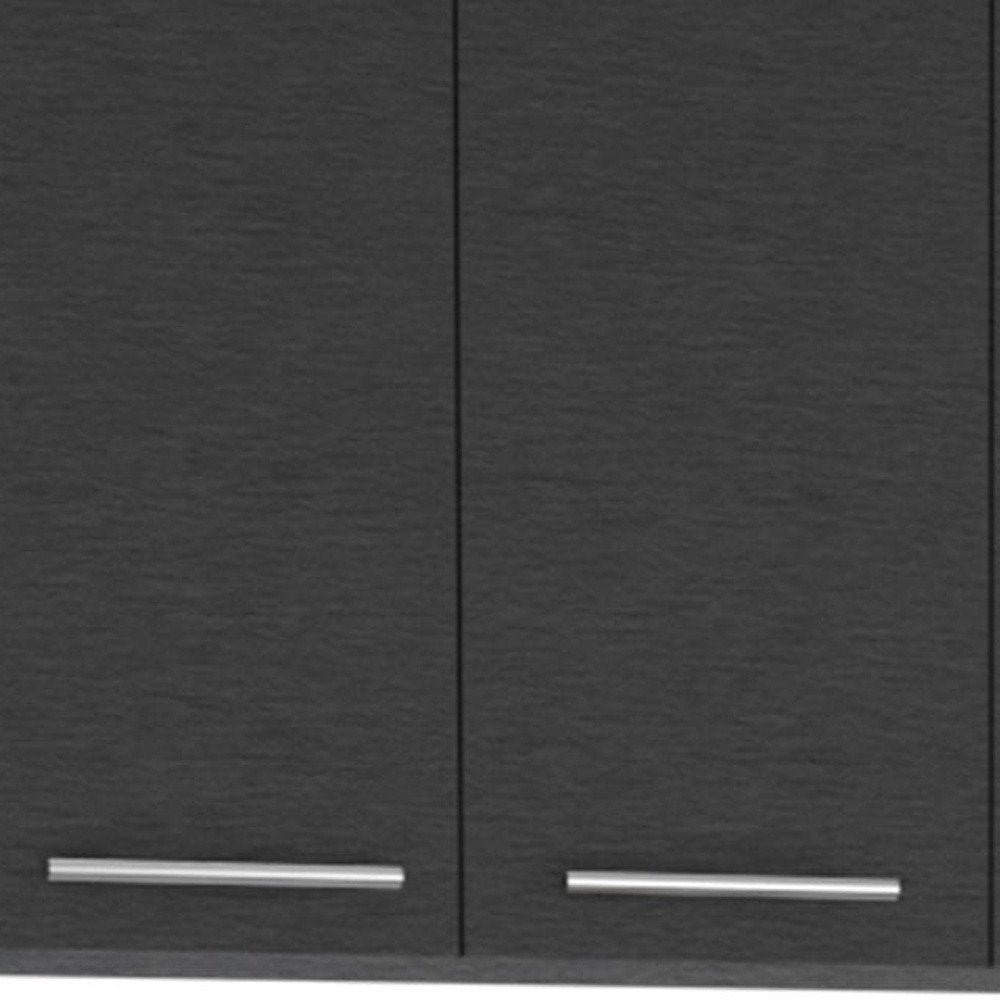 Detail view of 47" Black and White Wall mounted Accent Cabinet With Five Shelves, filling the frame with the black texture.
