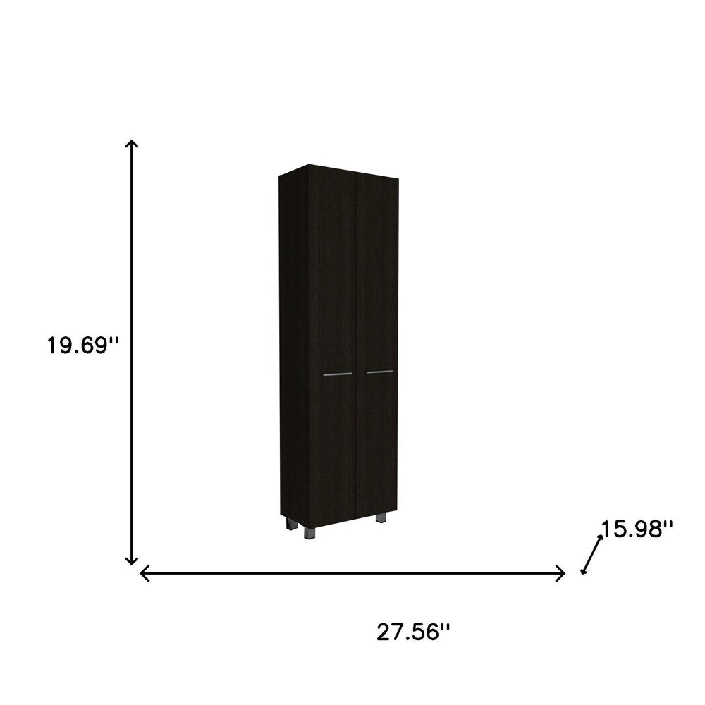 7 Black Wood Wall Mounted Accent Cabinet With Ten Doors And Six Drawers on a white background