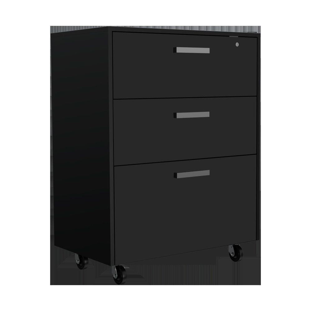 7 Black Wood Wall Mounted Accent Cabinet With Ten Doors And Six Drawers