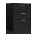 7 Black Wood Wall Mounted Accent Cabinet With Ten Doors And Six Drawers on a white background
