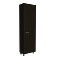 7 Black Wood Wall Mounted Accent Cabinet With Ten Doors And Six Drawers