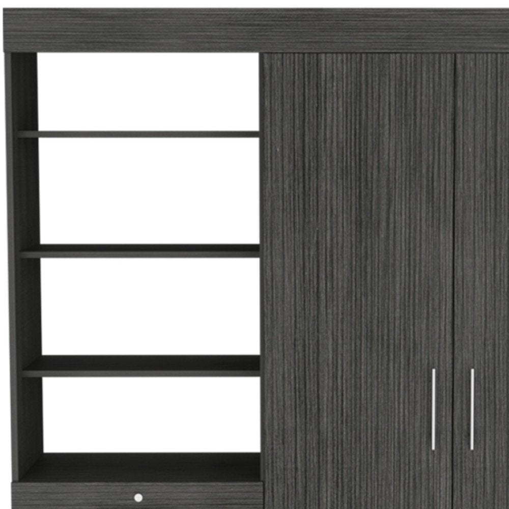79" Gray Wood Two Door Three Drawer Combo Dresser - with Combination of Two Doors and Three Drawers