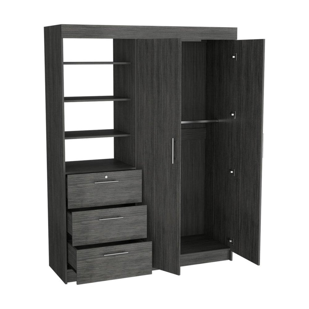 79" Gray Wood Two Door Three Drawer Combo Dresser - with Combination of Two Doors and Three Drawers