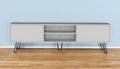 71" White Cabinet Open And Enclosed Storage TV Stand