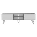 71" White Cabinet Open And Enclosed Storage TV Stand on a white background