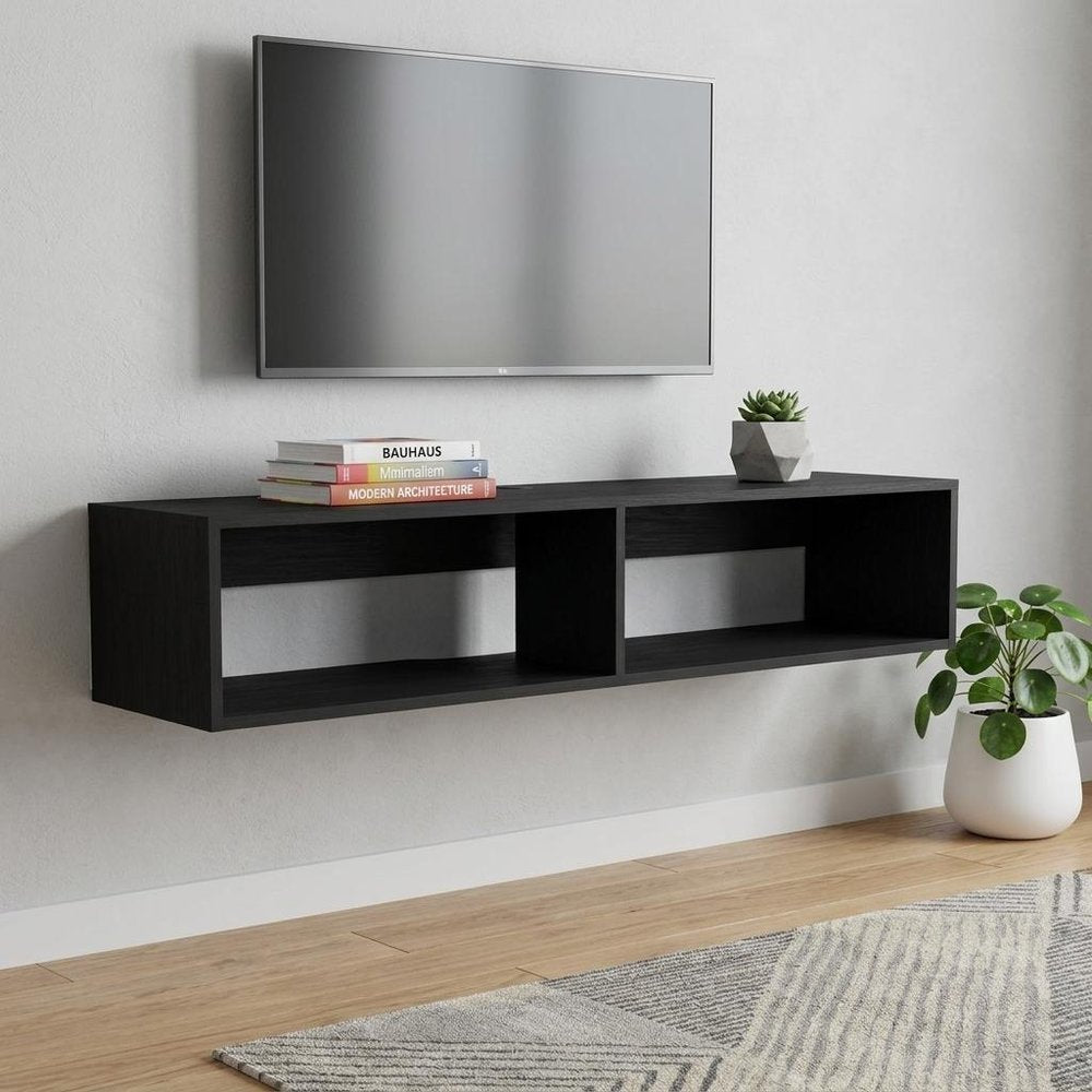 48" Black Floating Mount Entertainment Center