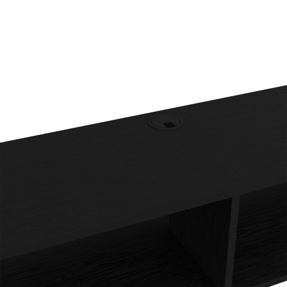 48" Black Floating Mount Entertainment Center photographed against a dark studio background in black.