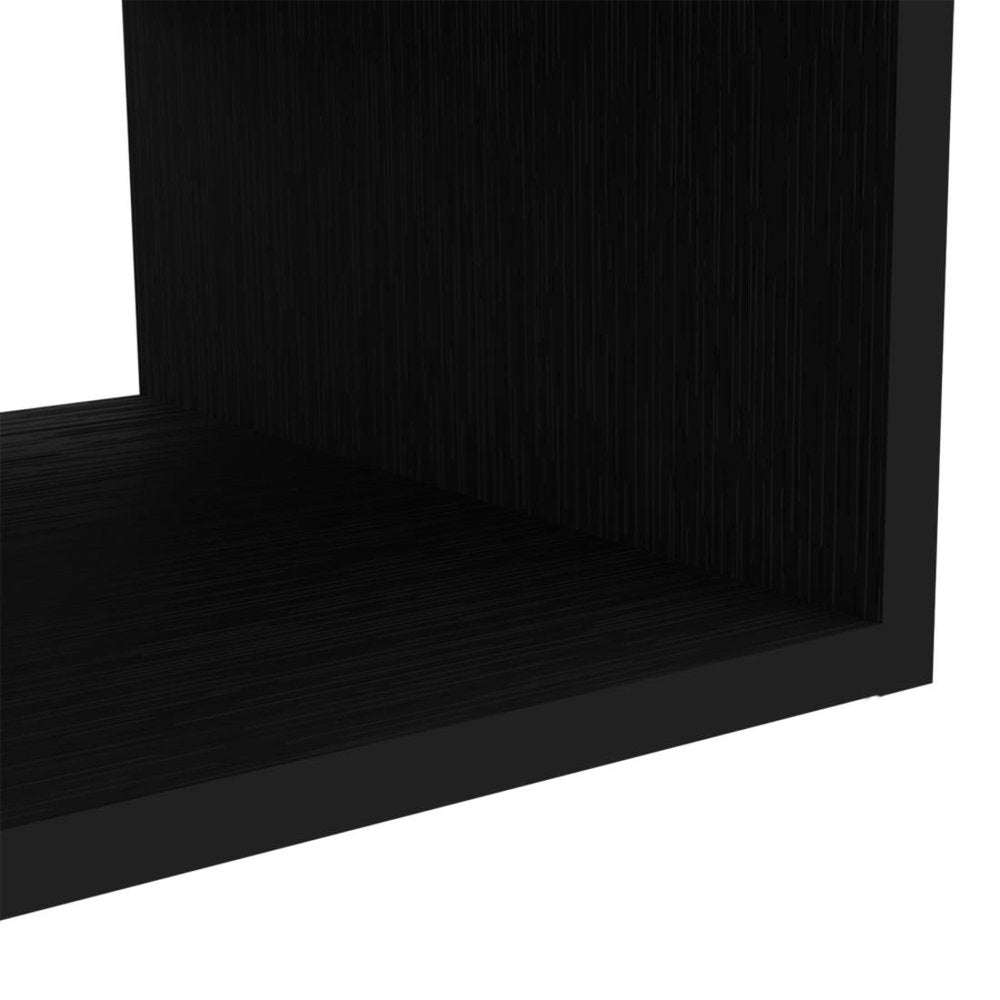 48" Black Floating Mount Entertainment Center. TV stand isolated on a plain white background, in a black wood finish.