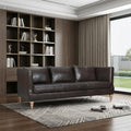 85" Dark Brown Leather Sofa With Brown Legs