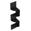52" Black Wood Wall Mounted Corner Shelf. Wall mounted shelve isolated on a plain white background, showing a black wood surface.