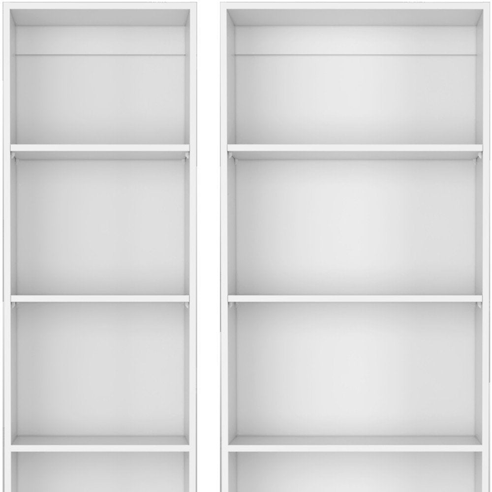 Set of Two White Wood Five Tier Modular Bookcase