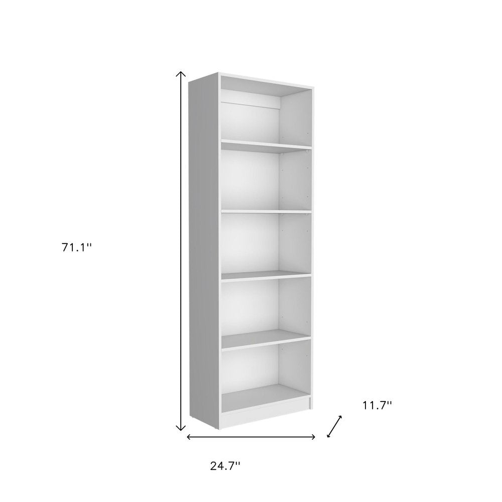 Set of Two White Wood Five Tier Modular Bookcase