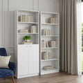Set of Two White Wood Five Tier Modular Bookcase with Two Doors