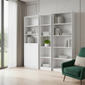 Set of Three White Wood Five Tier Modular Bookcase with Two Doors