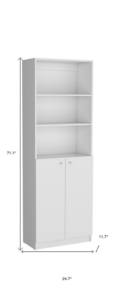 Set of Three White Wood Five Tier Modular Bookcase with Two Doors - SKU 546617