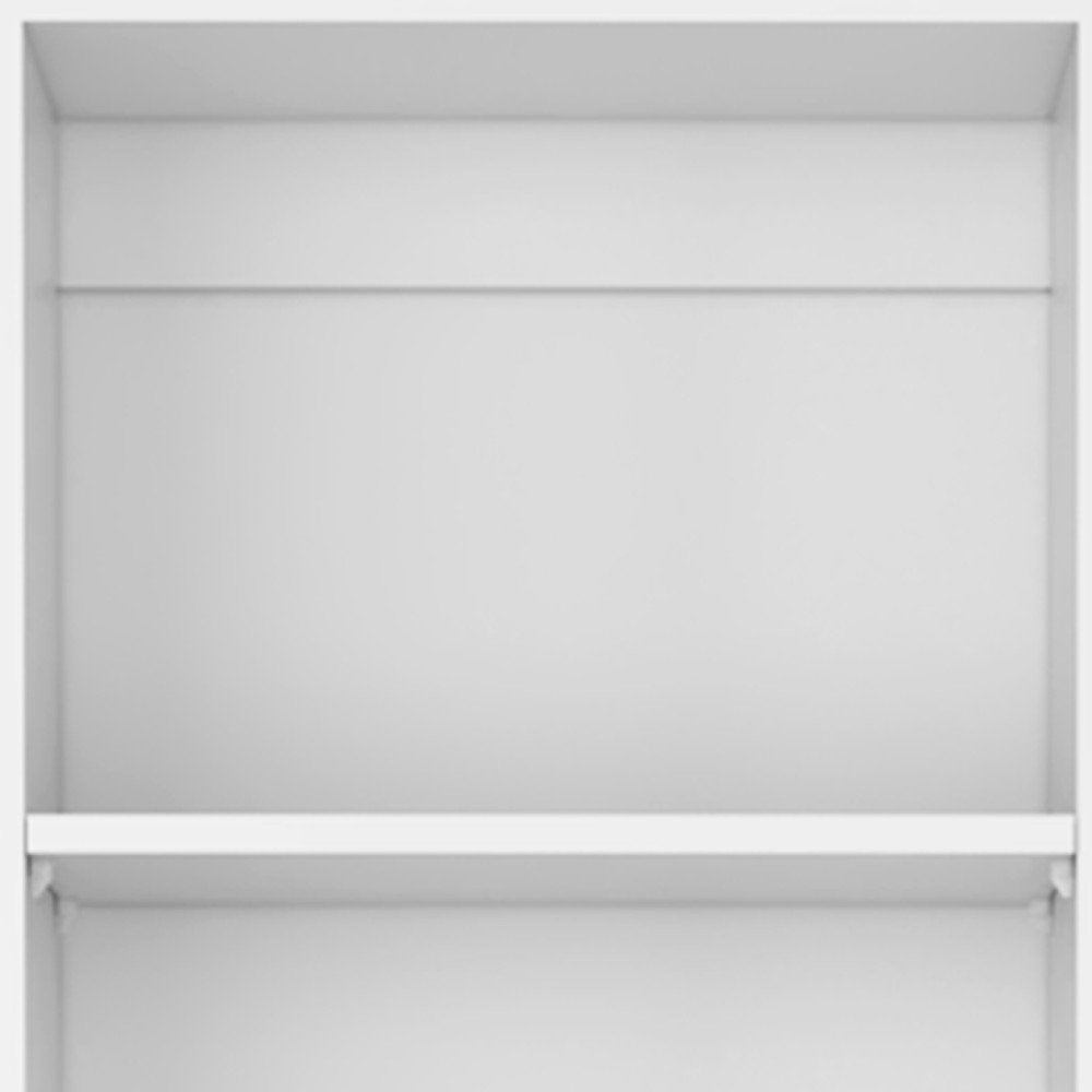 Set of Three White Wood Five Tier Modular Bookcase with Two Doors - 71.10" H x 17.72" W x 11.77" D