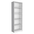 Set of Three White Wood Five Tier Modular Bookcase on a white background