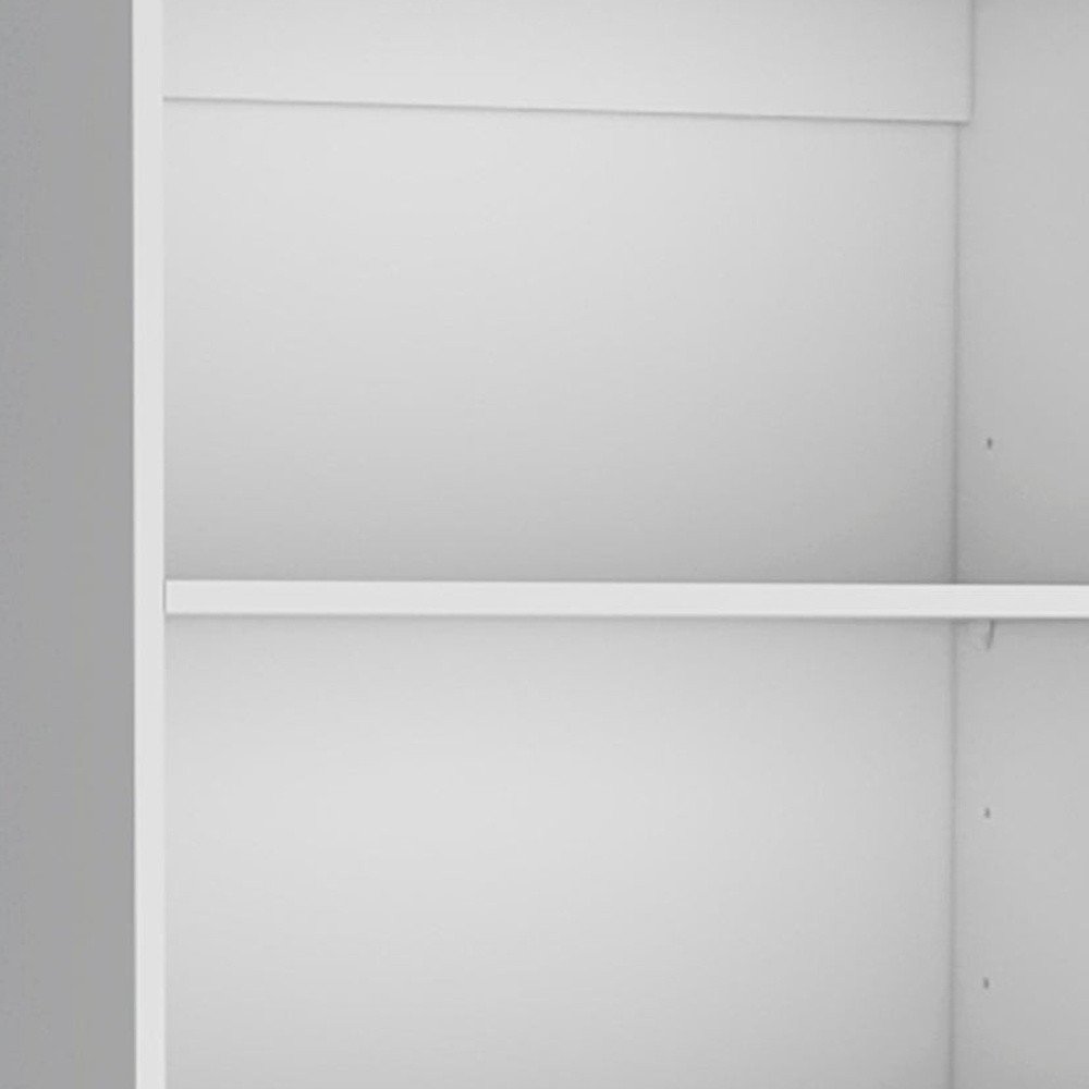 Set of Three White Wood Five Tier Modular Bookcase with Four Doors - 71.10" H x 17.72" W x 11.77" D