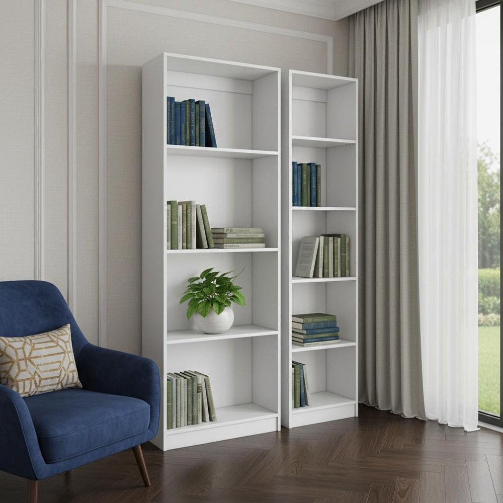 Set of Two White Wood Nine Tier Modular Bookcase - SKU 546623