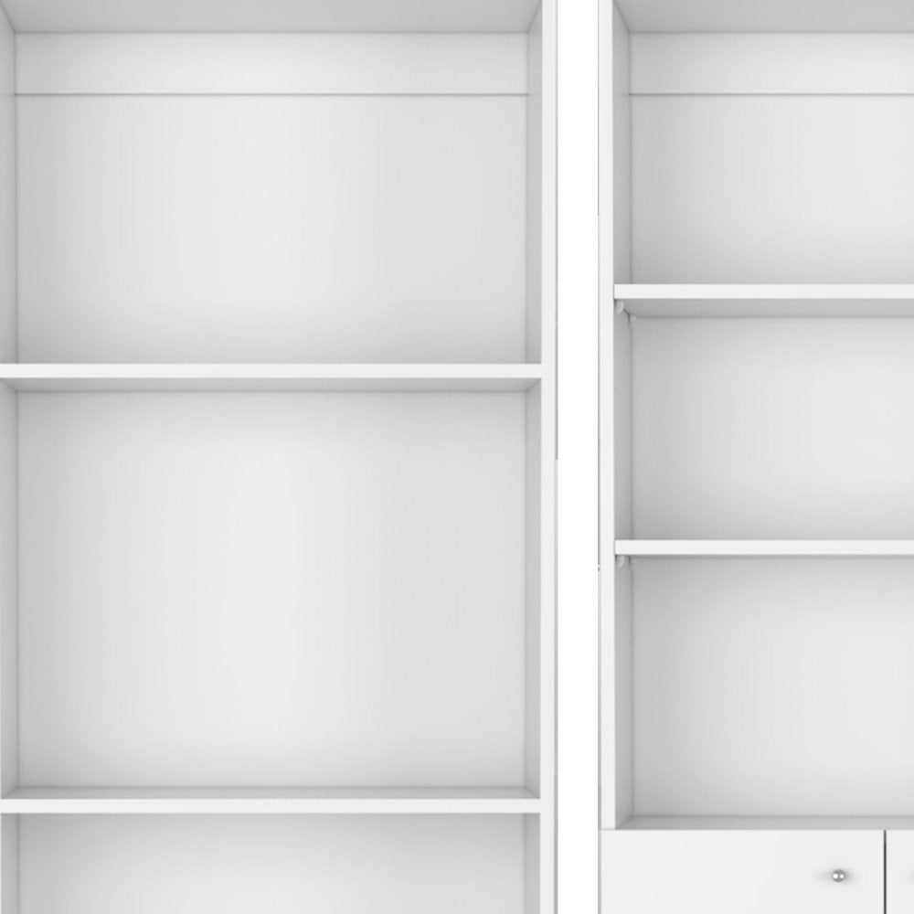 Set of Two White Wood Seven Tier Modular Bookcase with Two Doors