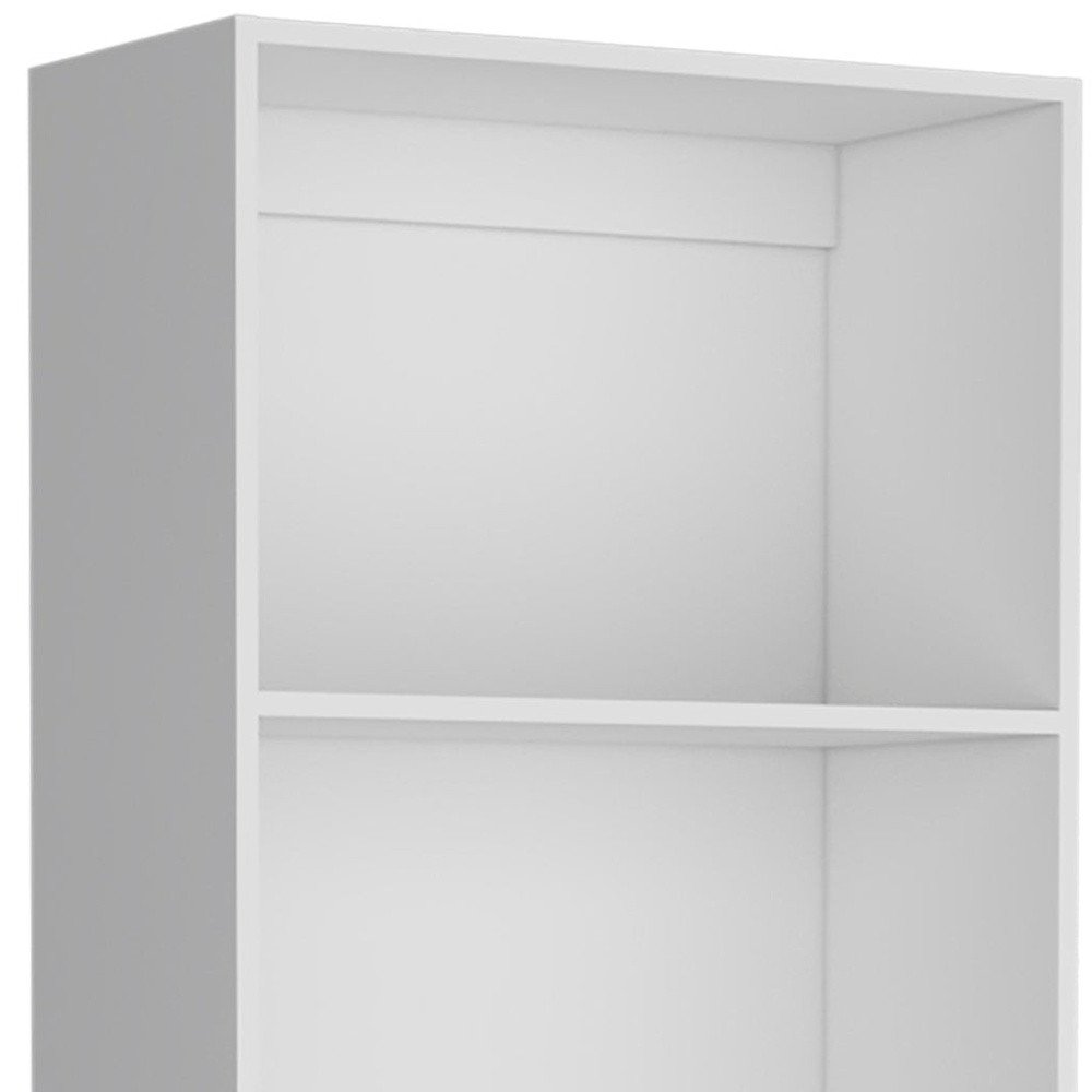 Set of Three White Wood Eleven Tier Modular Bookcase with Two Doors