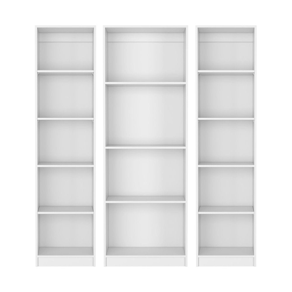 Set of Three White Wood Fourteen Tier Modular Bookcase - SKU 546632