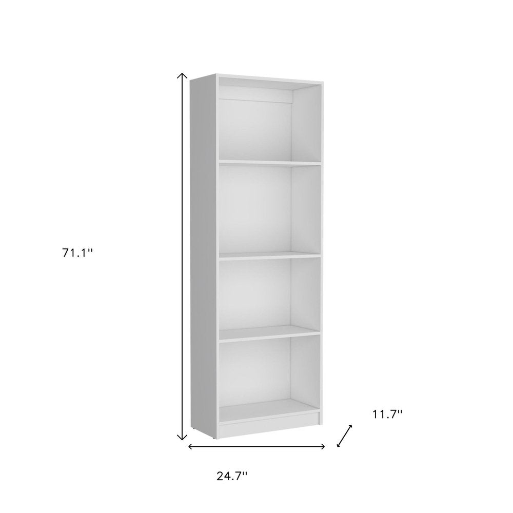 Set of Three White Wood Fourteen Tier Modular Bookcase on a white background