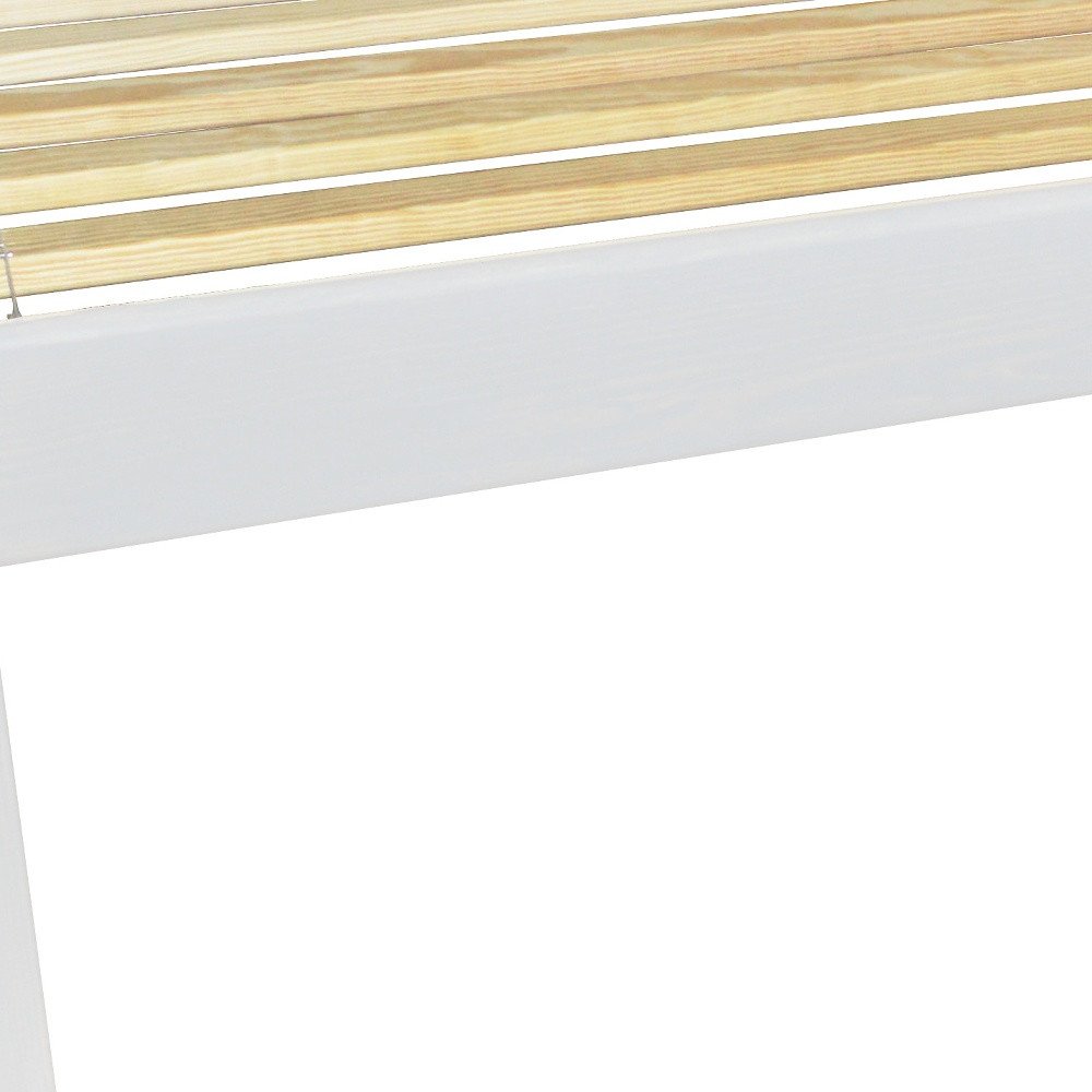 White Solid Wood Full Bed Frame on a white background