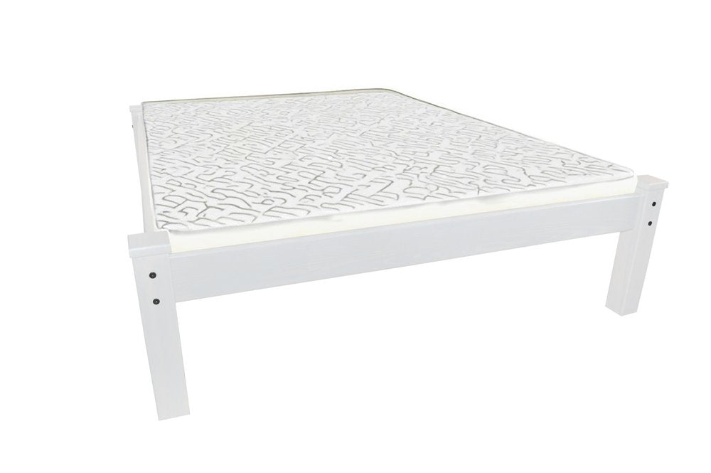 White Solid Wood Full Bed Frame on a white background