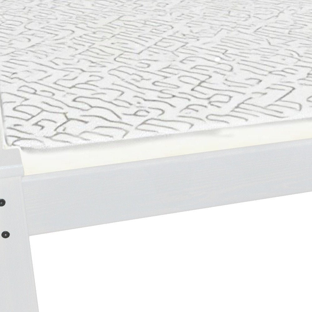 White Solid Wood Queen Bed Frame - 20" H x 86" W x 66" D on a white background