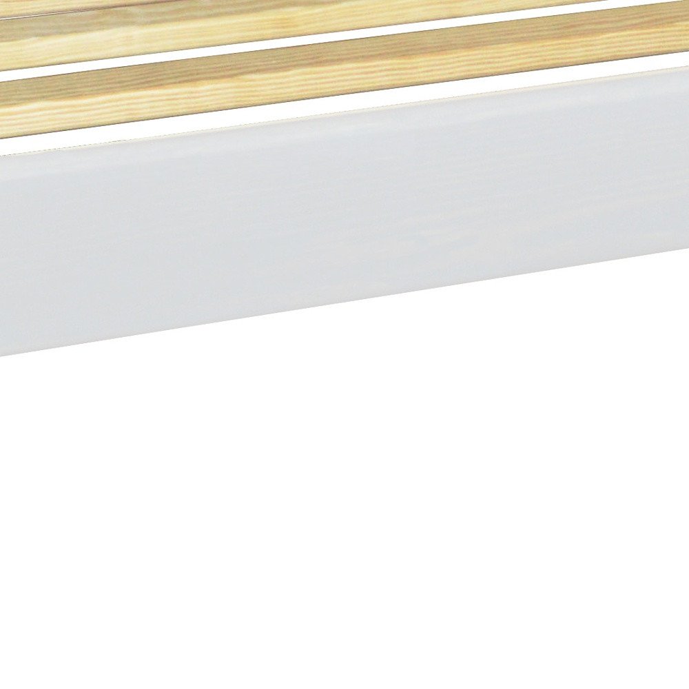 White Solid Wood Queen Bed Frame - 20" H x 86" W x 66" D on a white background