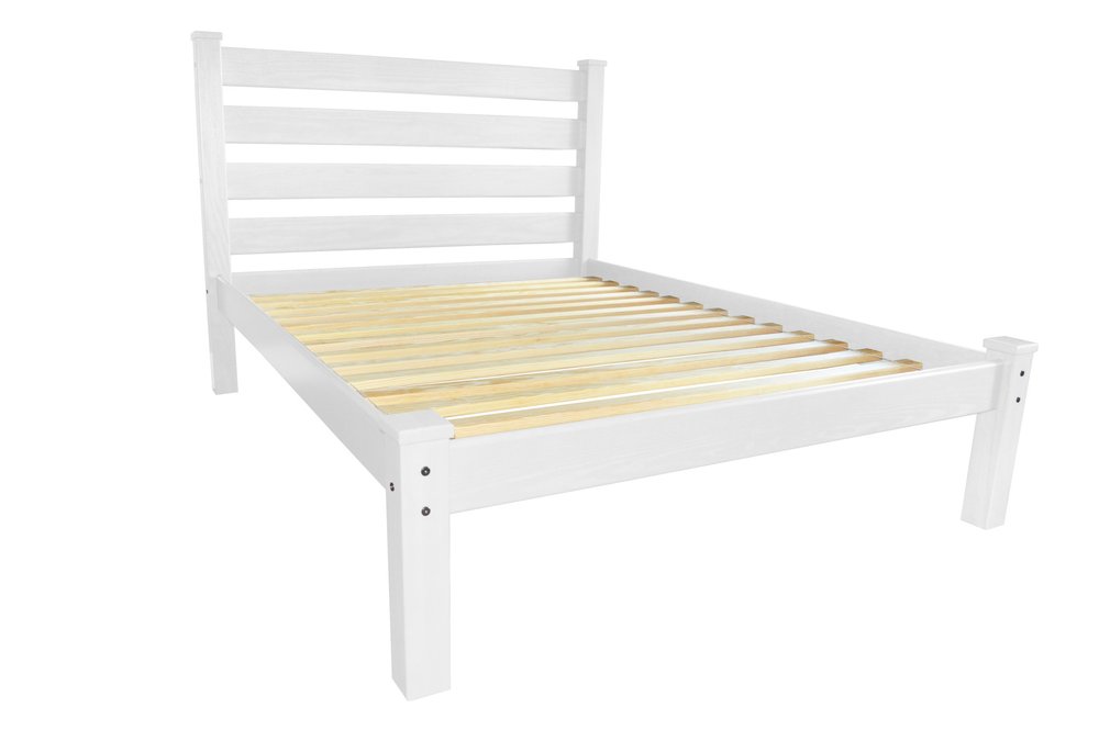 White Solid Wood Full Bed Frame - SKU 546759 on a white background