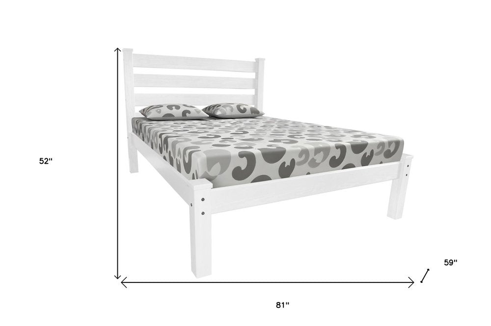 White Solid Wood Full Bed Frame - SKU 546759 on a white background