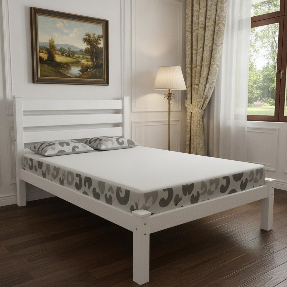 White Solid Wood Full Bed Frame - SKU 546759 in a home interior