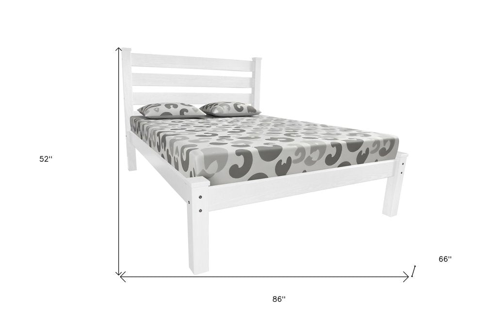 White Solid Wood Queen Bed Frame - SKU 546898 on a white background