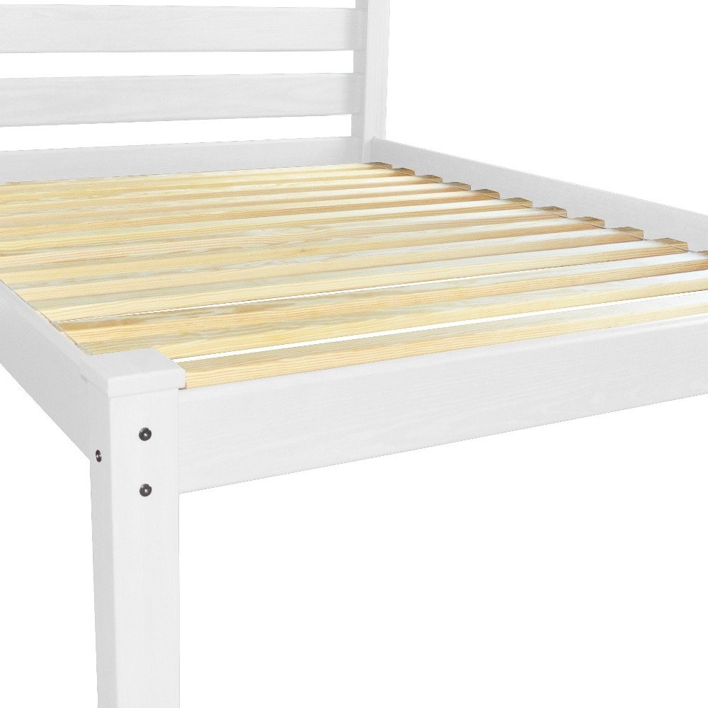 White Solid Wood Queen Bed Frame - SKU 546898 on a white background