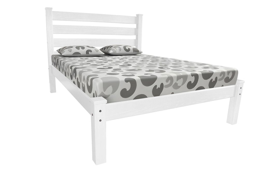 White Solid Wood Queen Bed Frame - SKU 546898 on a white background