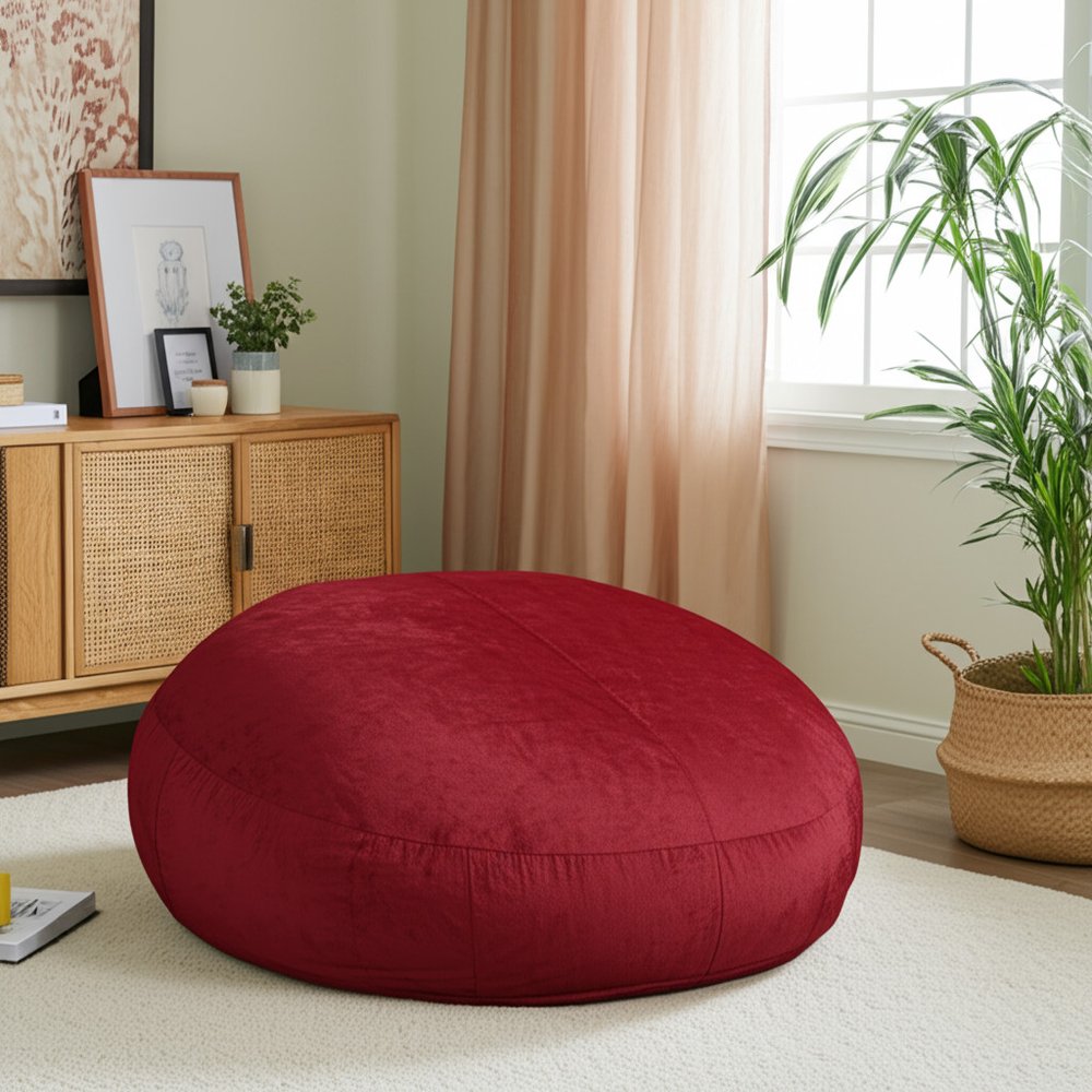 72" Cinnabar Microsuede Bean Bag Chair in a home interior