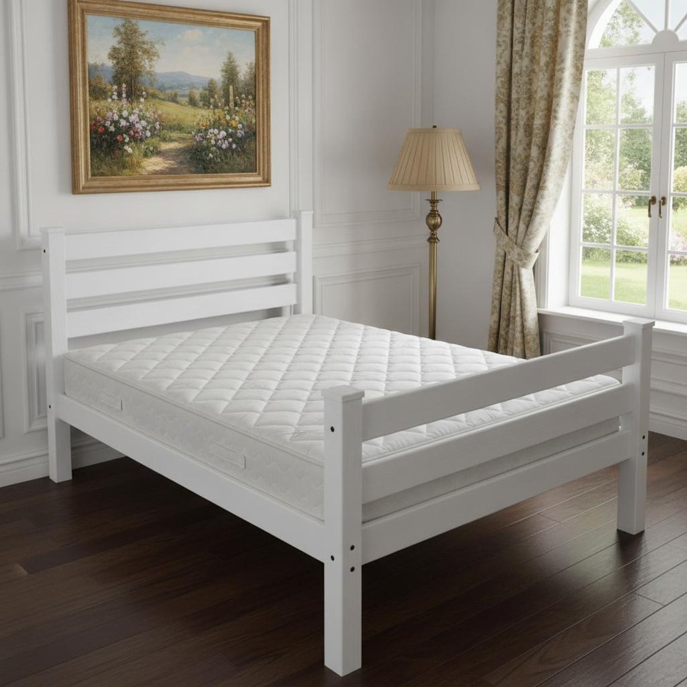 White Solid Wood Full Bed Frame - SKU 546960 in a home interior