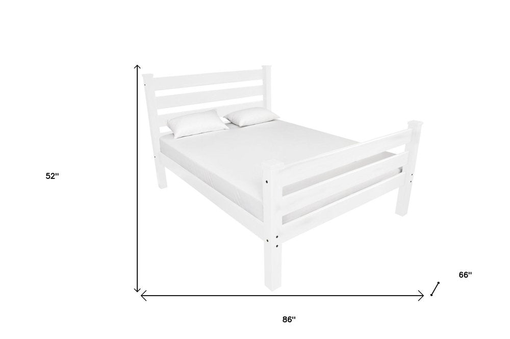 White Solid Wood Queen Bed Frame - SKU 548171 on a white background