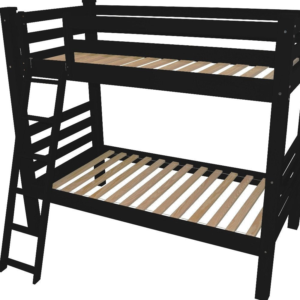 Black Twin Over Twin Solid Wood Bunk Bed