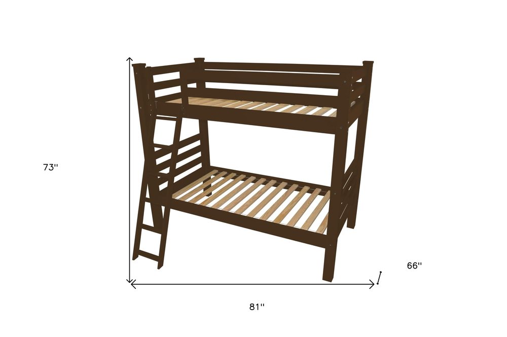 Brown Twin Solid Wood Bunk Bed