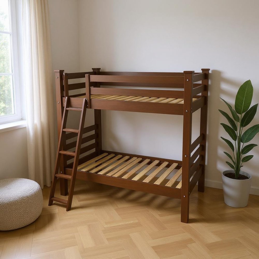 Brown Twin Solid Wood Bunk Bed