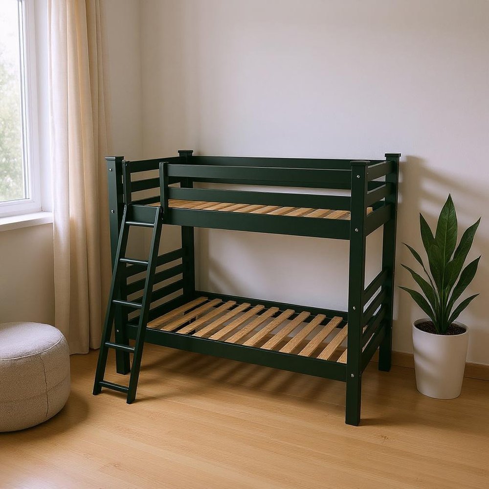 Green Twin Solid Wood Bunk Bed
