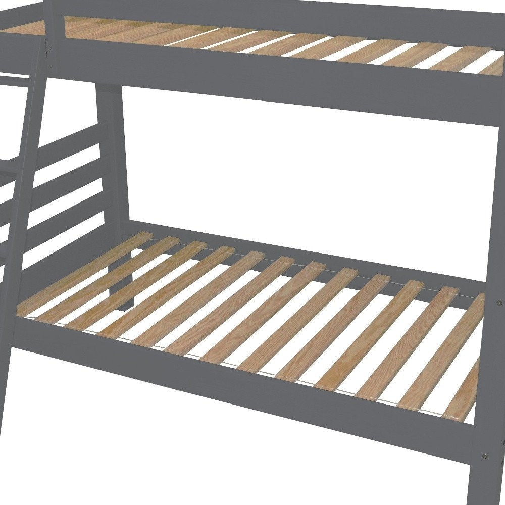 Gray Twin Solid Wood Bunk Bed
